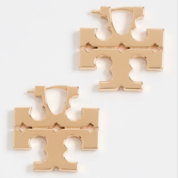 Tory Burch Gold Logo Stud Earrings - Picture 4 of 4